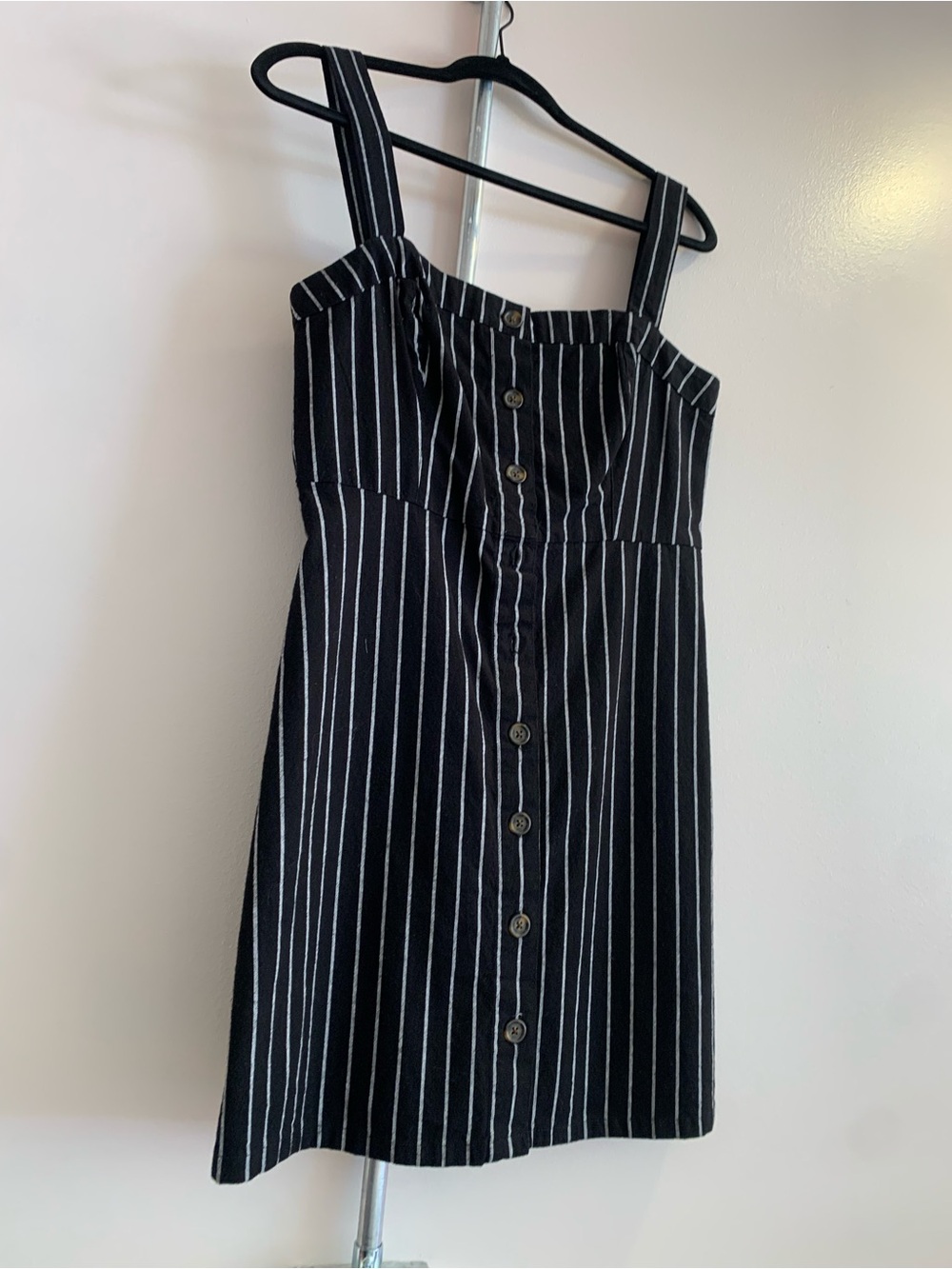 Hollister Black Mini Dress with White Pinstripes